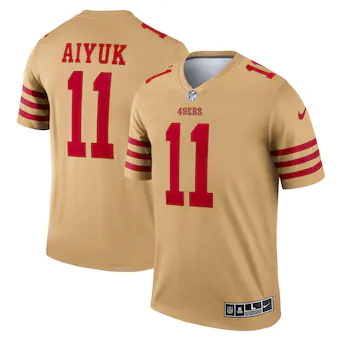 mens nike brandon aiyuk gold san francisco 49ers inverted l